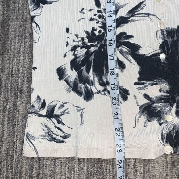 Ann Taylor Women’s Large Black Cream Silk Blend Cardigan Sweater Wearable Art - Picture 5 of 7